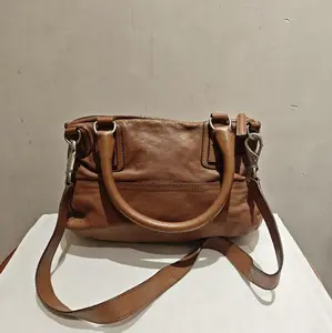 Pre-owned GIVENCHY Calfskin Shoulder Bags Nightingale Bag Brown Leather Silver Hardware
