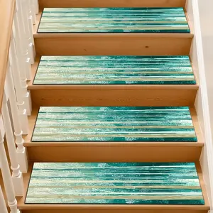 Gradient Stripe Diatomaceous Earth Stair Mat, Absorbent Non-Slip Wooden Step Rug, Quick-Dry Moisture-Drain Stair Strip, Washable Anti-Slip Pad
