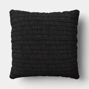 18"x18" Solid Textural Woven Pillow Black - Threshold