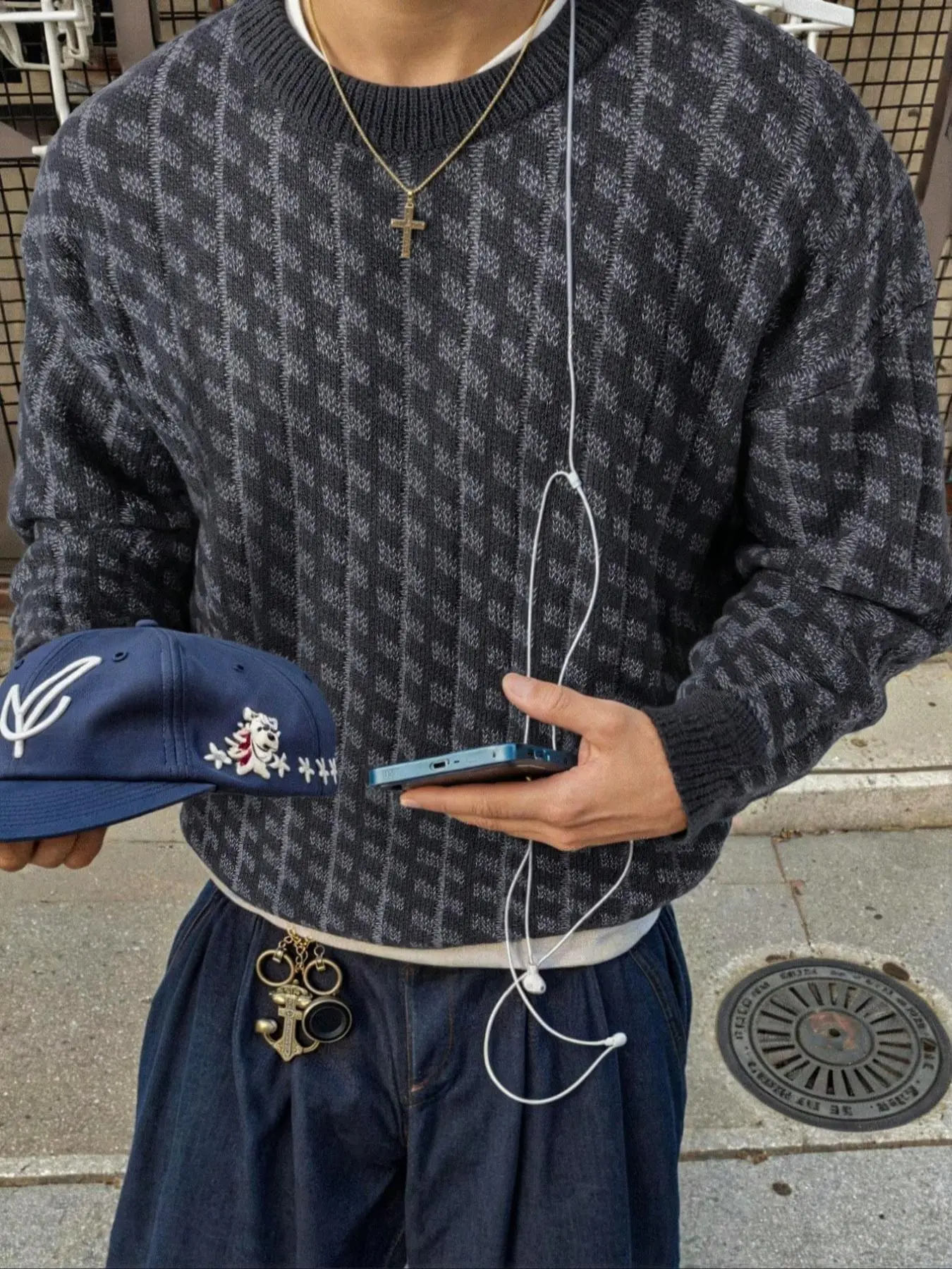 Men's Round Neck Pullover Long Sleeve Casual Vintage Knit Sweater, Knitwear Fall & Winter Fashion