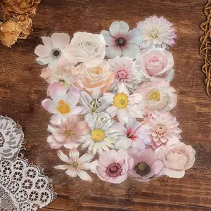 Flower Pattern Sticker, Waterproof Self Adhesive Decor Paper, Decor Sticker for Gift Greeting Card Water Bottle Laptop Phone