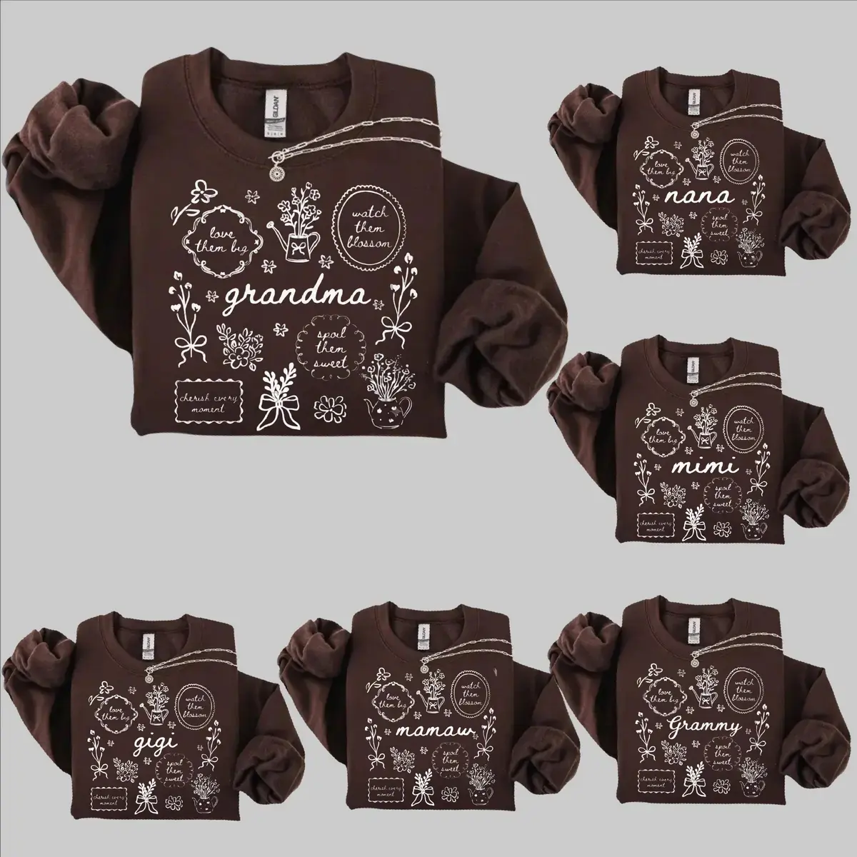 Grandma Floral Sweatshirt, Nana Mimi Gigi Grammy Mamaw Crewneck, Cute Grandma Gift, Mother’s Day Gift for Grandma - TrendWear USA