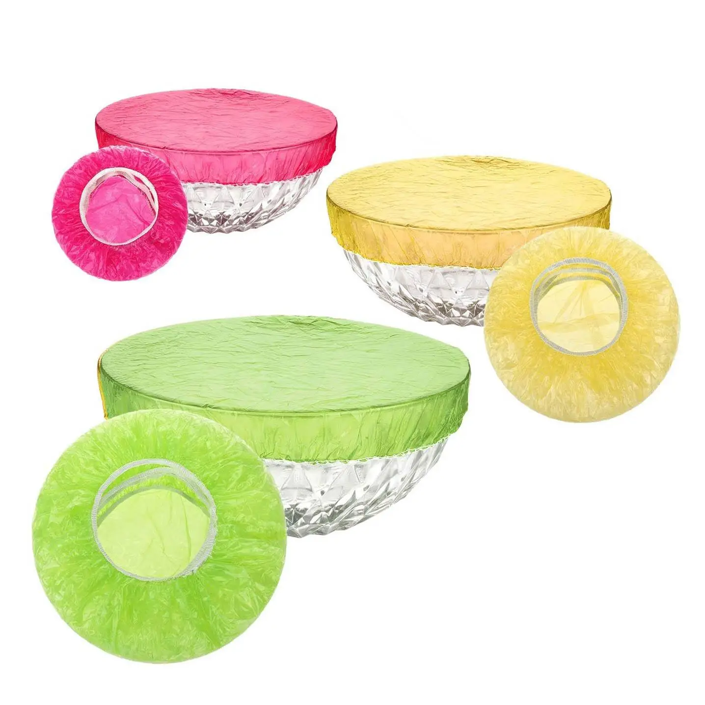 Reusable Elastic Food Storage Cover (24pcs), Mixed Color 3 Sizes Plastic Wrap For Bowl Dish Plate, BPA-Free Stretchable Cover for Picnic Fruit Dish Pl