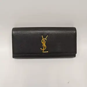 Pre-owned france Crossbody Bags YSL Saint Laurent Black Gold Caviar Long Clutch（SZ H04516）