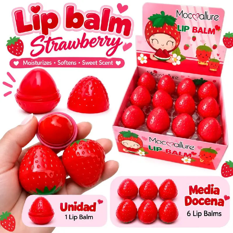 Dewha Strawberry Lip Balm - Gentle, Hydrating, Nourishing Moisture Stick for Normal Lips, Sweet Scent, Mineral Oil-Free, 10ml Travel Size, No Box, On-the-Go Use