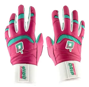 Sportz Drip Batting Gloves Pink Teal Genuine Leather for Baseball Softball Unisex Youth Adult Sizes X Small to XL Hook Loop Closure Slip Resistant