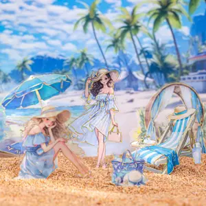 120 pieces bronzing large sticker pack with a beach seaside vacation theme, DIY handbook decoration material stickers