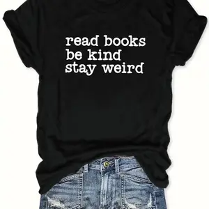 Text Pattern Color T-Shirt, New Summer Short Sleeve T-Shirt for Women, Casual Fashion Printed T-Shirt, Elegant Women's Clothing Black CLL T-shirts-0210