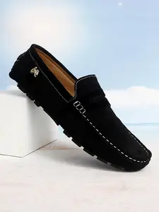 Pink Valentine's Day Gift for Couples, Men's Footwear, Penny Loafers, Moccasins, Slip-on Flat Boat Shoes, Suede Loafers, Sexy Party Shoes for Holiday Commuting and Work.