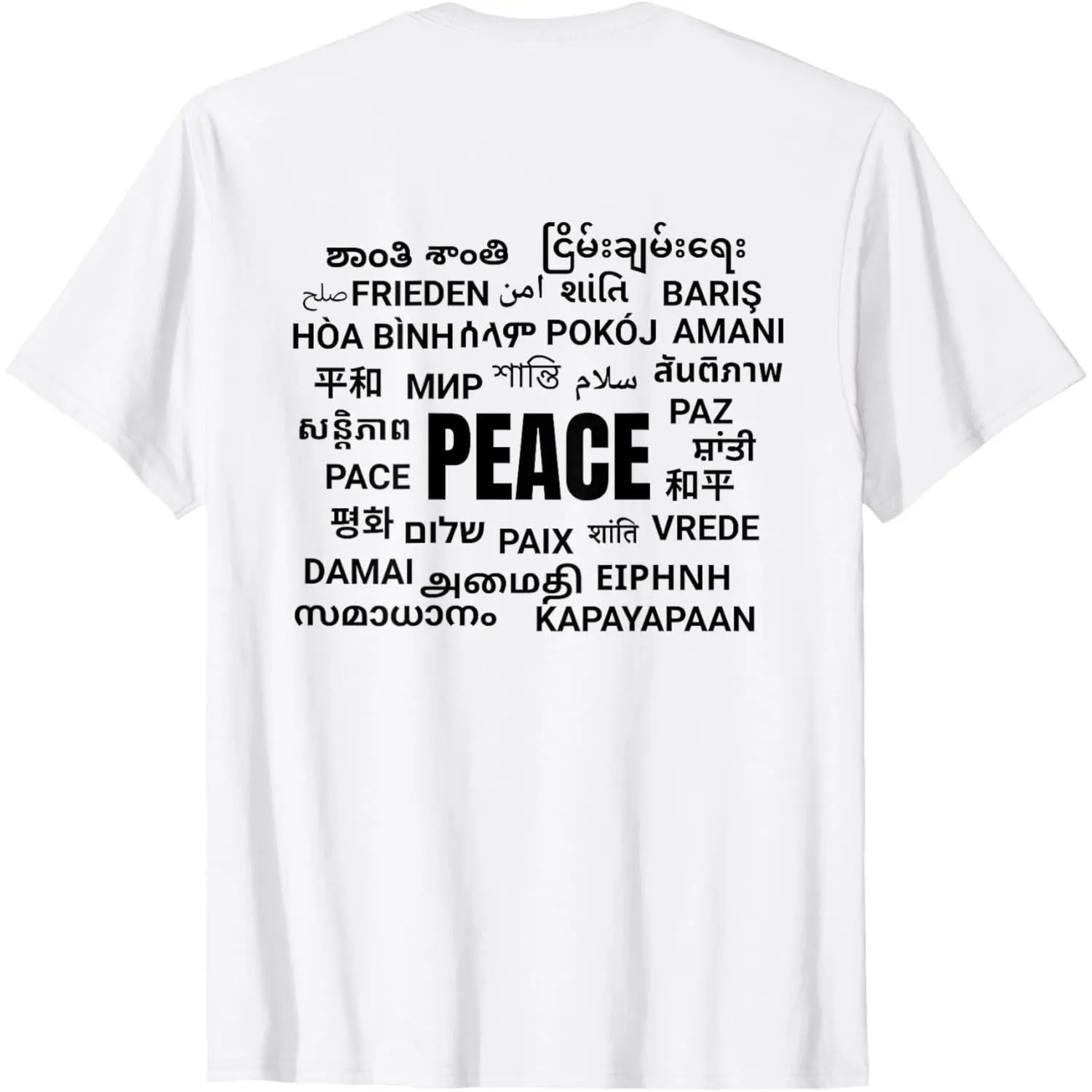 Men's Short-Sleeve World Peace Typography T-Shirt - Light Streetwear Top with Different Language Designs, Tshirt, Shortsleeve, Breathable, Soft, Statement, Round Neck, Style