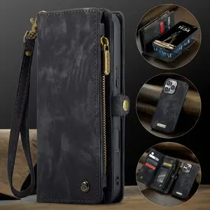 Wallet Case for Note10 Note20 S20 S21 S22 S23 S24 Plus/Ultra/Fe with Wrist Strap Flip Magnetic Clasp Card Holder Stand Wallet Phone Case, 2-In-1 Magnetic Design, Multiple Protection, Easy Carry Your Essentials