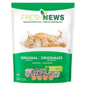 Fresh News Recycled Paper, Original Pellet Cat Litter, 25 Pound,Packaging May Vary