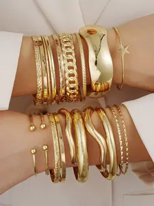 Women's Elegant Minimalist Bangle Bracelets, Trendy All-match Bangle Bracelets, Fashionable Jewelry As Birthday Gift for Girlfriend, Trendy Stack Bangle, Multilayered Bangles