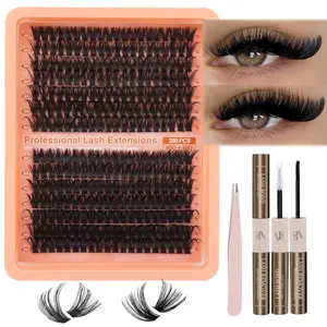 Mavphnee Fluffy Lash Extensions Kit 280Pcs Cluster Eyelash Extensions Thick D Curl Lash Clusters Volume 10-18MM DIY Individual Lashes Kit with Bond and Remover, Eyelash Tweezers(60D&80D 0.07D)