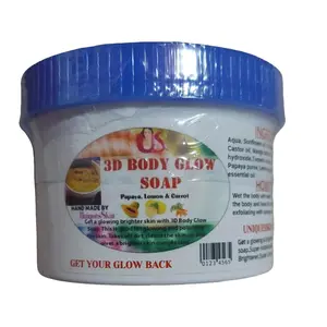 3D BODY GLOW SOAP with Coconut Oil & Papaya Extracts for Moisturizing & Brightening Skin 250g Pack