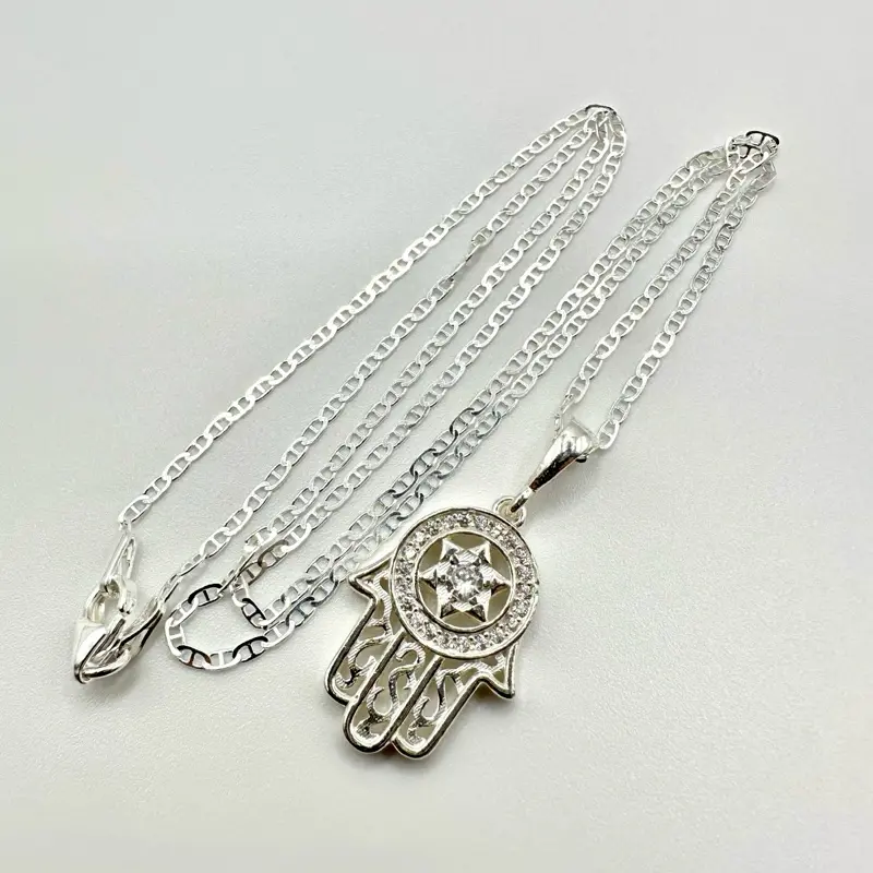 2.-Hamsa Hand of Fatima with Evil Eye  with chain