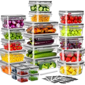 Discover The Ultimate Solution: 48-Pcs Set Of Food Storage Containers Includes Labels & Pen - 24 Airtight, Leak Proof BPA-Free Plastic Containers & Lids!Making Them Perfect Kitchen Storage Boxes & Fridge Organizer Containers!(Black)