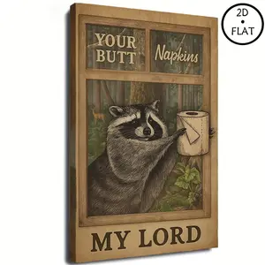 Funny Bathroom Poster Wall Art, Raccoon with a Toilet Paper Roll, Your butt napkins My lord Bathroom Art, Vintage Animal Photo, Raccoon Humor Print