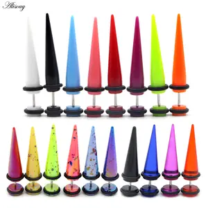 Alisouy 2pcs Punk Men Women Fake Ear Plugs Cartilage Taper Gauges Expander Stretcher Piercing Earring Body Jewelry Faux Bijoux