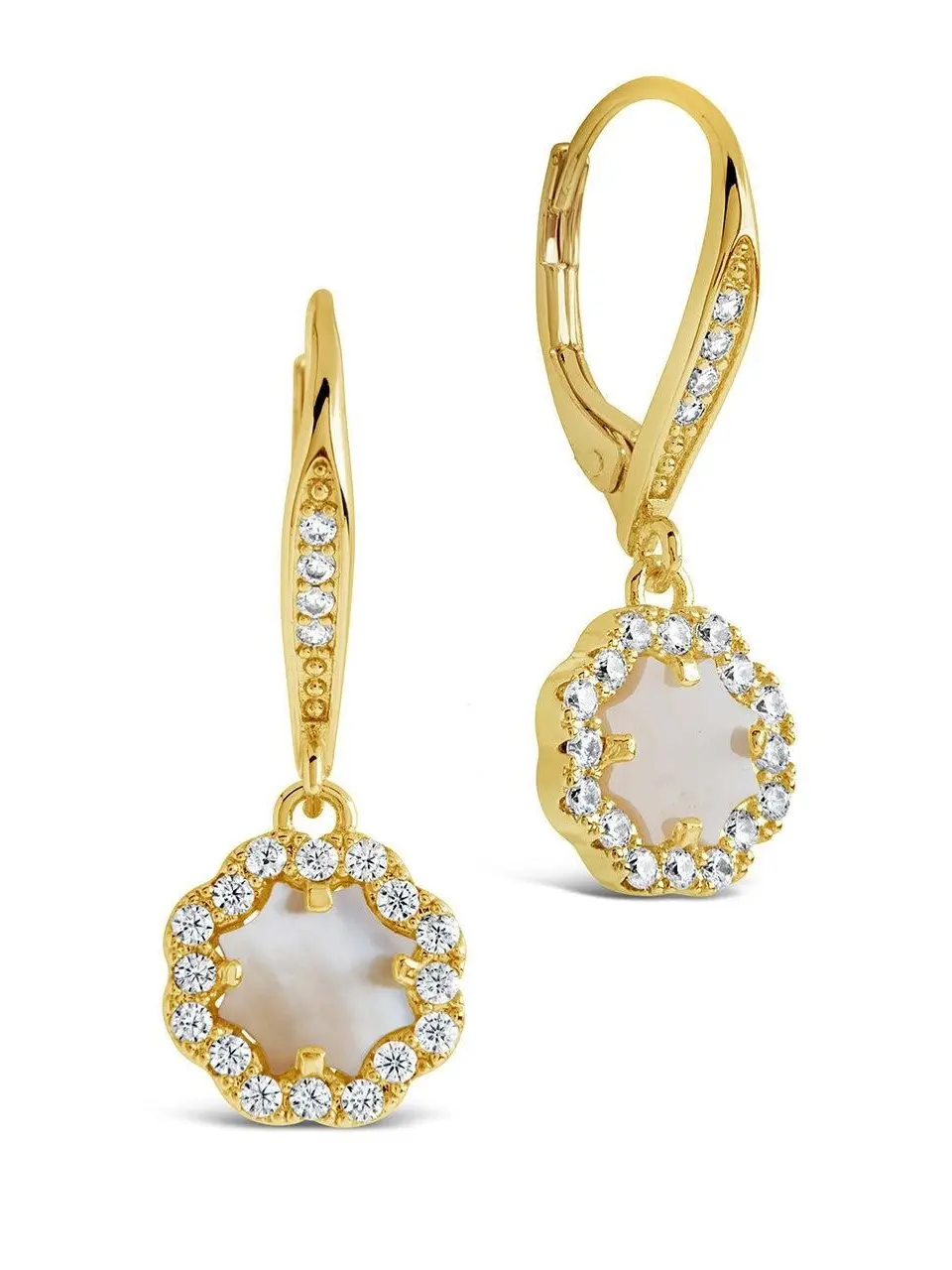 Bezel Frame Rose Petal Short Drop Earrings Bezel Frame Rose Petal Short Drop Earrings