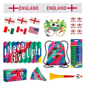 Fan Cheering Kit - Includes Flags Scarf Glasses Drawstring Bag Schedule and More for Sports Events Theme ENGLAND