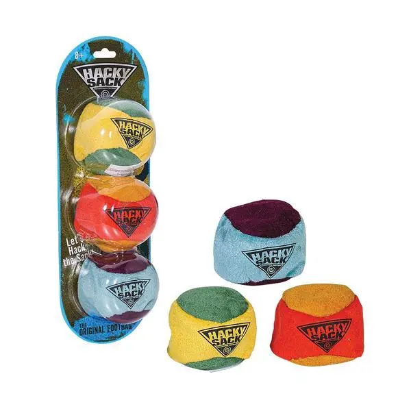 The Original Hacky Sack 3 Pack, Footbag Core 70s, 80’s Toys - Material Bag - Hacky Ball, Foot Bag Kick Sack, Indoor and Outdoor Toys for Kids and Adults - Hacking a Sack, Kids Toys, Ages 8+