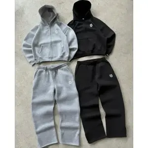 Men’s & Women’s Sports/Streetwear Tracksuit Set – Y2K Harajuku Style, Oversized Zip Sweatshirt with Letter Graphic Embroidery, Gothic Straight-Leg Pants