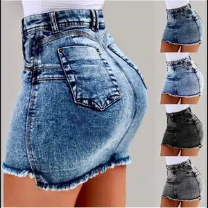 2026 New Tight Denim Shorts European and American StyleSlim Fit jean shorts pockets Tops Summer Fashion Womenswear