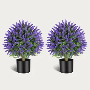 Artificial Lavender Stems 55cm 2-Pack Realistic Fake Flowers for Home Decor Balcony Porch Office Corridor Purple Floral Embellishment Decorative Plant Fall Decorations Room Decor for Men Front Porch