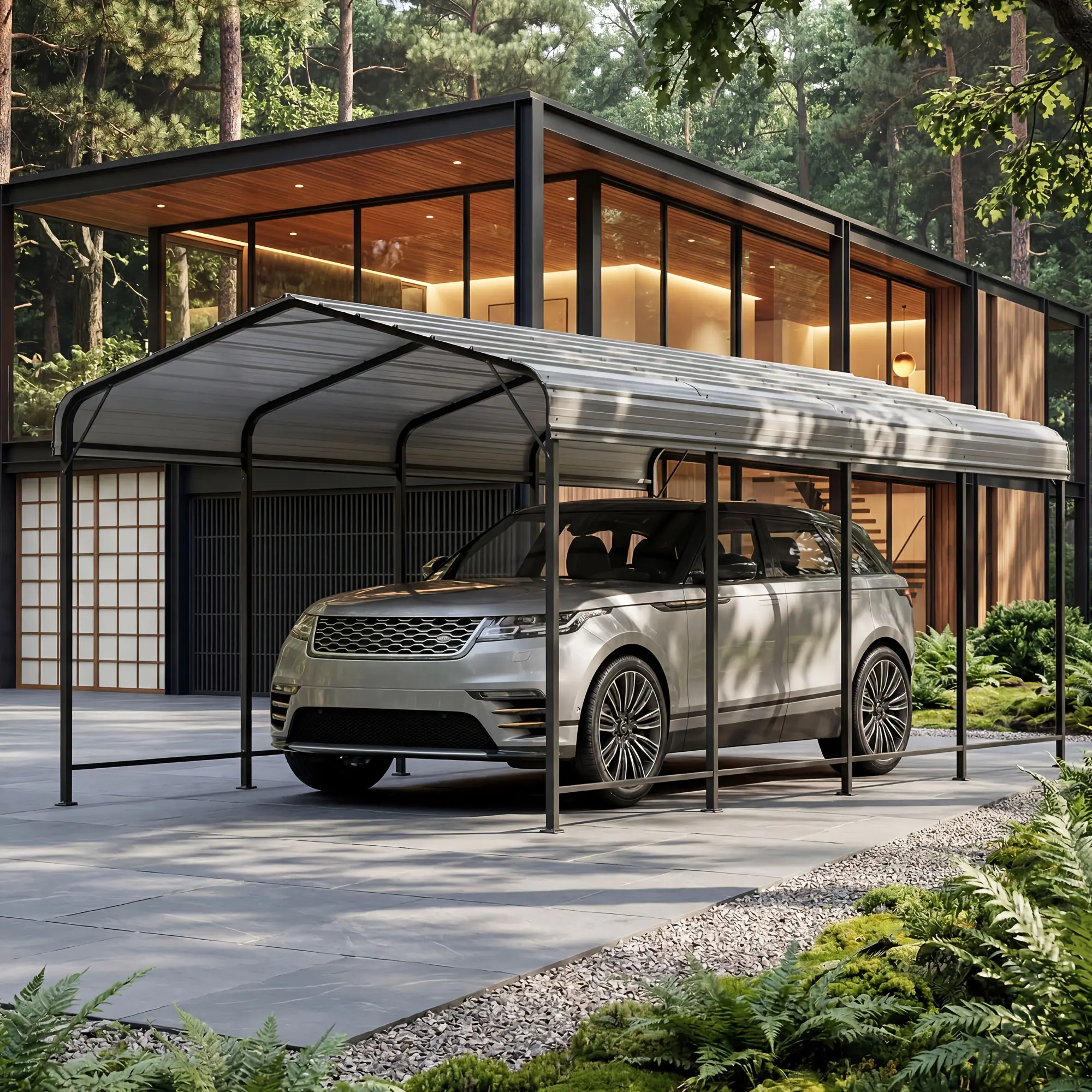 10X20 FT Metal Carport Garage, Galvanized Steel Roof Car Port Canopy, Heavy Duty Outdoor Car Shelter, Waterproof Garden Storage Shed for SUV, Truck & Boat, Gray