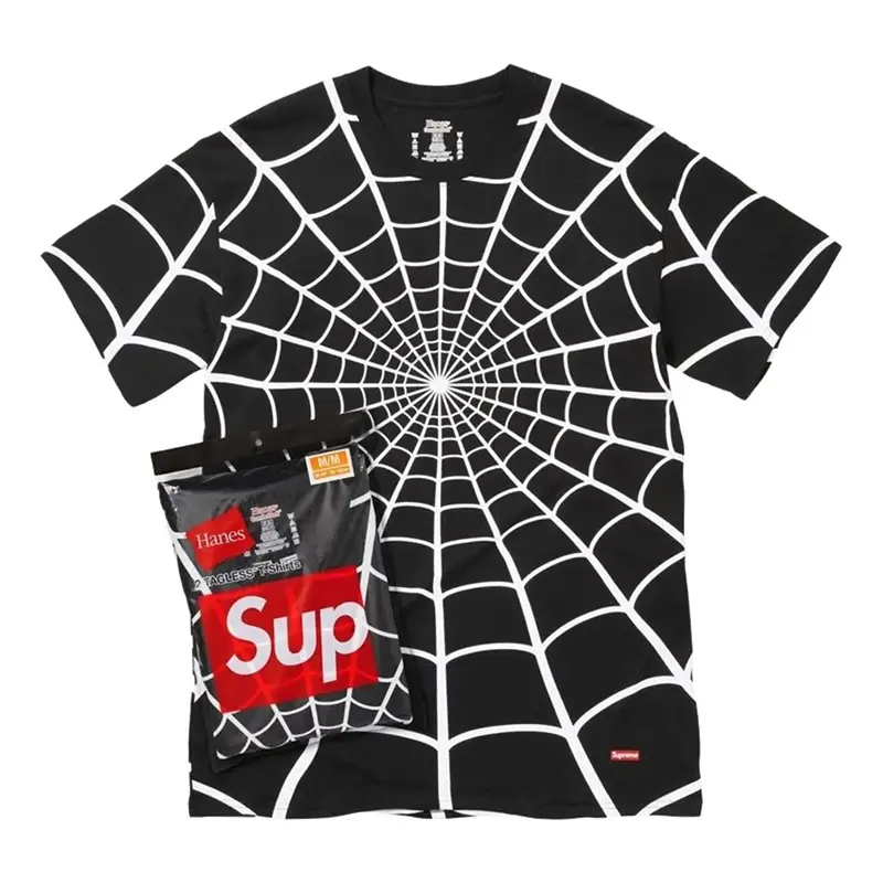 Supreme x Hanes Spider-Man Men's Tagless T-Shirt 2 Pack Black