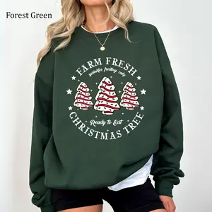 Farm Fresh Christmas Tree Cake Shirt, Women's and Men's Christmas Shirt, Holiday Crewneck Sweatshirt, Christmas Tree Farm Shirt