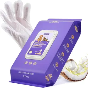 Pet Cleaning Deodorizing Gloves Wipes, Cat Dog Universal Vet Recommended, Hypoallergenic Moisturizing, 20 Pieces, Horse Fur Care