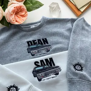 Supernatural Embroidered Sweatshirt, Vintage 1967 Chevy Impala Embroidered Crewneck, Winchester Brothers Embroidered Shirt