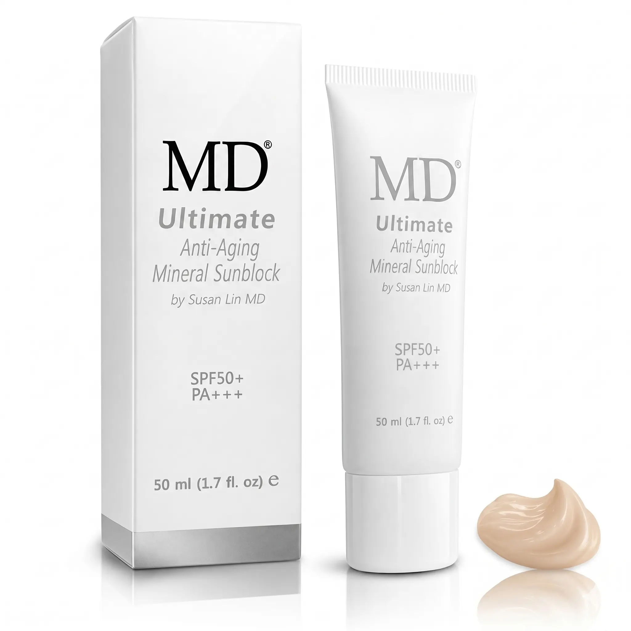 MD Tinted Mineral Sunscreen SPF 50, Anti-Aging Face Primer and BB Cream for a Flawless Finish, Waterproof and Fragrance-Free for Sensitive Skin, 1.7 fl oz
