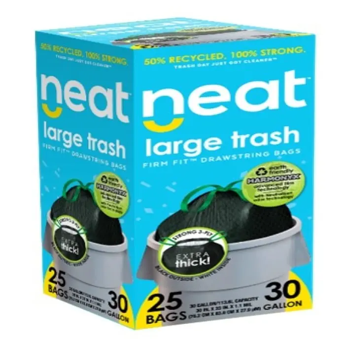 30 gal Tall Size Triple-Ply Drawstring Trash Bags, Eco-Friendly Recyclable Reversible Kitchen Bags with Odor Control, Drawstring Bag