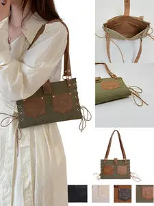 Vintage Patchwork Tote Shoulder Bag, 24x16x2 Cm, Lightweight, Holds Phone, Four Colors Available, Ideal for Daily & Casual Use