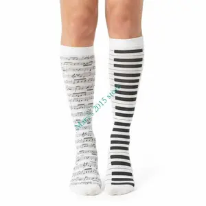 Womens Girls Novelties Funny Stockings Causal Piano Pattern Cotton Boot Socks Long Tube Socks Hosiery for Women Girls