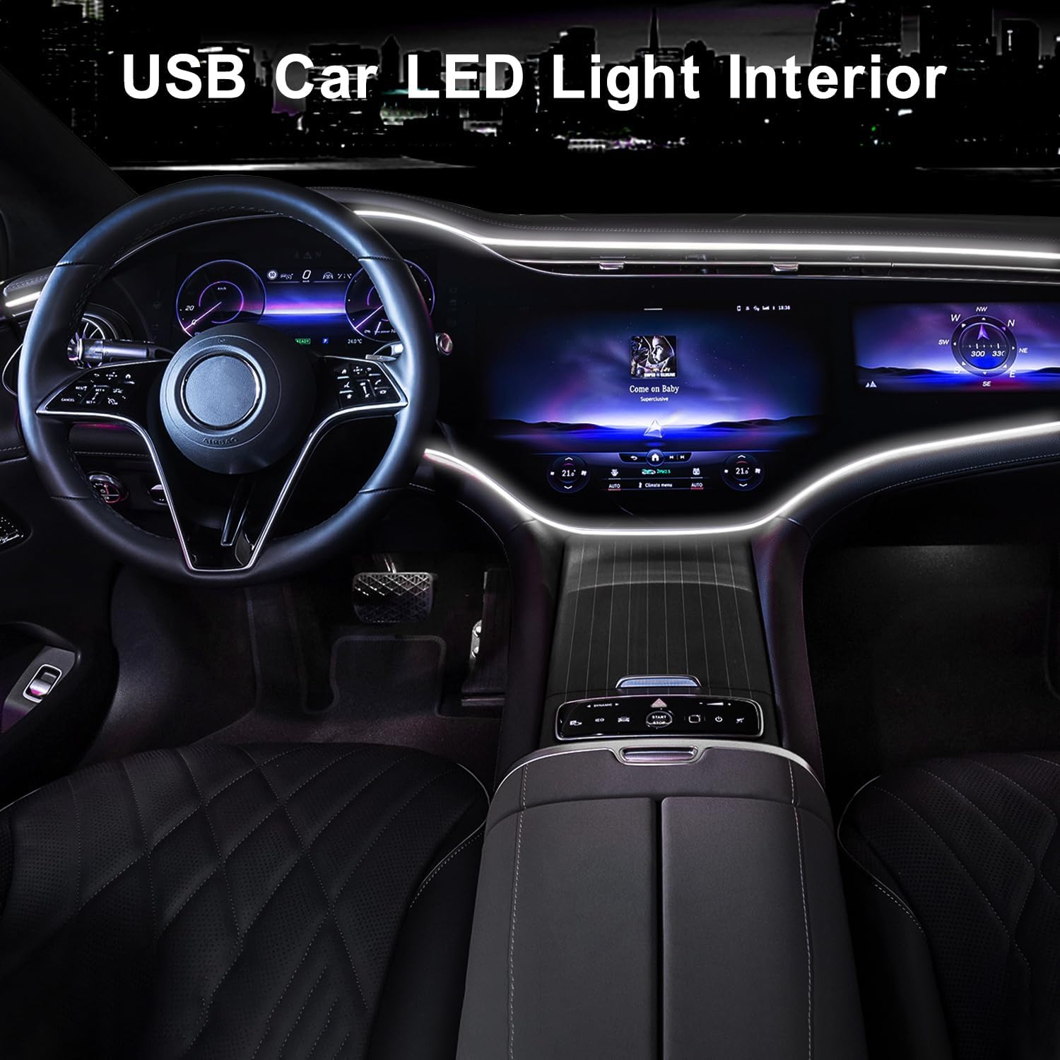 Car Interior LED Strip Light, Acrylic RGB USB Ambient Light Kit, Dreamy Color Chasing, Music Sync Dynamic Scanning Lighting Car Interior LED Strip Light, Acrylic RGB USB Ambient Light Kit, Dreamy Color Chasing, Music Sync Dynamic Scanning Lighting