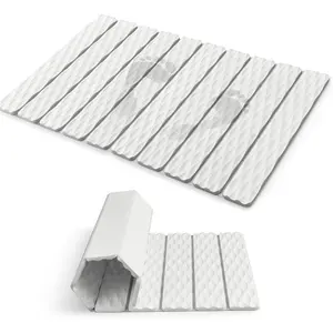 Foldable Stone Bath Mat, Quick-Dry Diatomaceous Earth Stone Drying Mat for Bathroom, Non-Slip Rubber Base, Shower Mat Outside Shower, Easy to Store, Easy to Clean ?White?