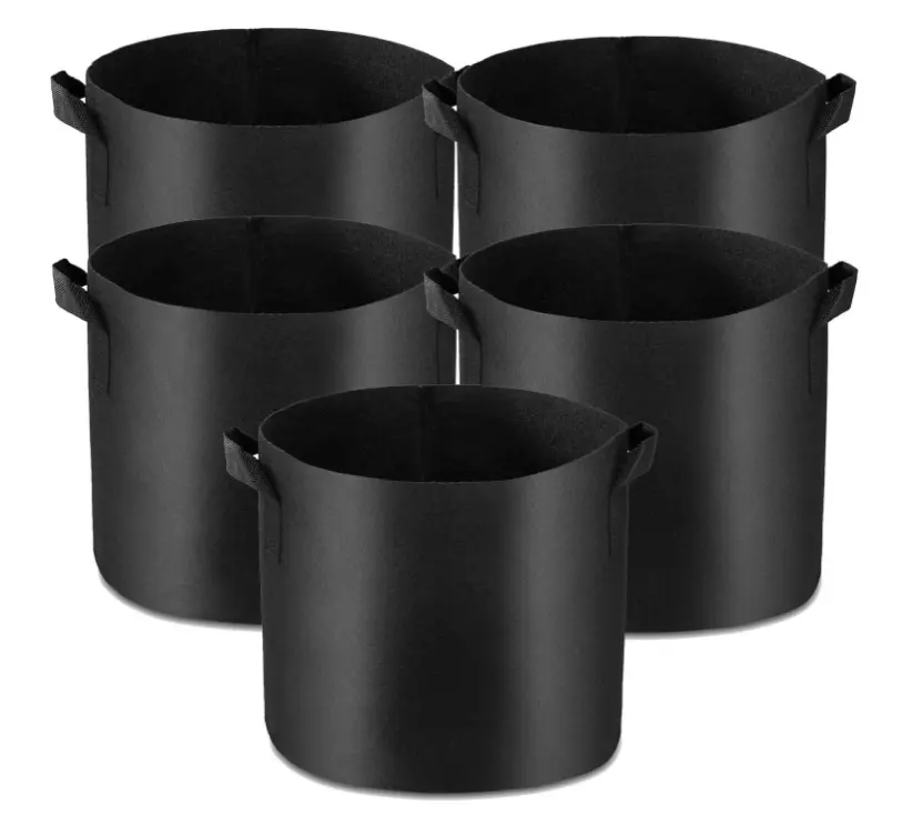 5-Pack 5 Gal Durable & Breathable Heavy-Duty Nonwoven Aeration Fabric Grow Bags with Handles for Vegetables, Herbs, Home Gardens, Balconies, Courtyards