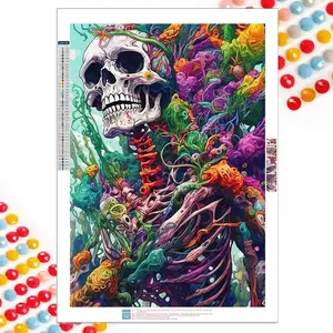 Skull & Tree Pattern DIY Diamond Arts Colorful Painting Kit without Frame, DIY 5D Diamond Arts Colorful Painting Kit, Wall Art Decor for Home