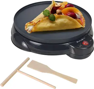 Electric Crepe Maker - 10"Crepe Pan,Crepe Griddle, Non-stick Pancake Maker - Easy Clean & Includes Wooden Spatula, Batter Spreader