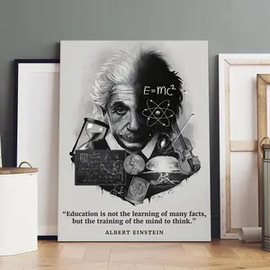 Einstein Wisdom Enlightenment Poster, Modern Art, Fashion Poster, Living Room Bedroom Decoration, Hallway Office Mural, Kitchen, Home Poster, Ideal Gift, Ornaments, Wooden Wall Art