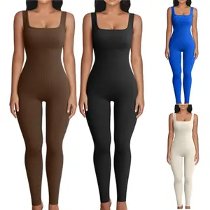 Women Jumpsuit One Piece Jumpsuits For Women Sleeveless Workout Jumpsuits Bodycon Workout Outfit Yoga Ribbed Jump Suit Gym Women's Backless