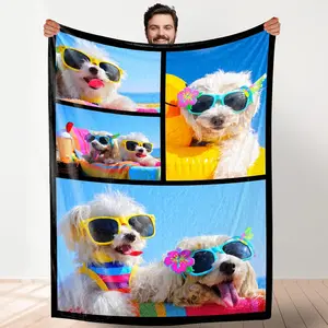 Custom Photo Blanket Personalized Dog Cat Pets Friend Pictures Blankets for Family Friend Customized Christmas Birthday Gifts Made in USA