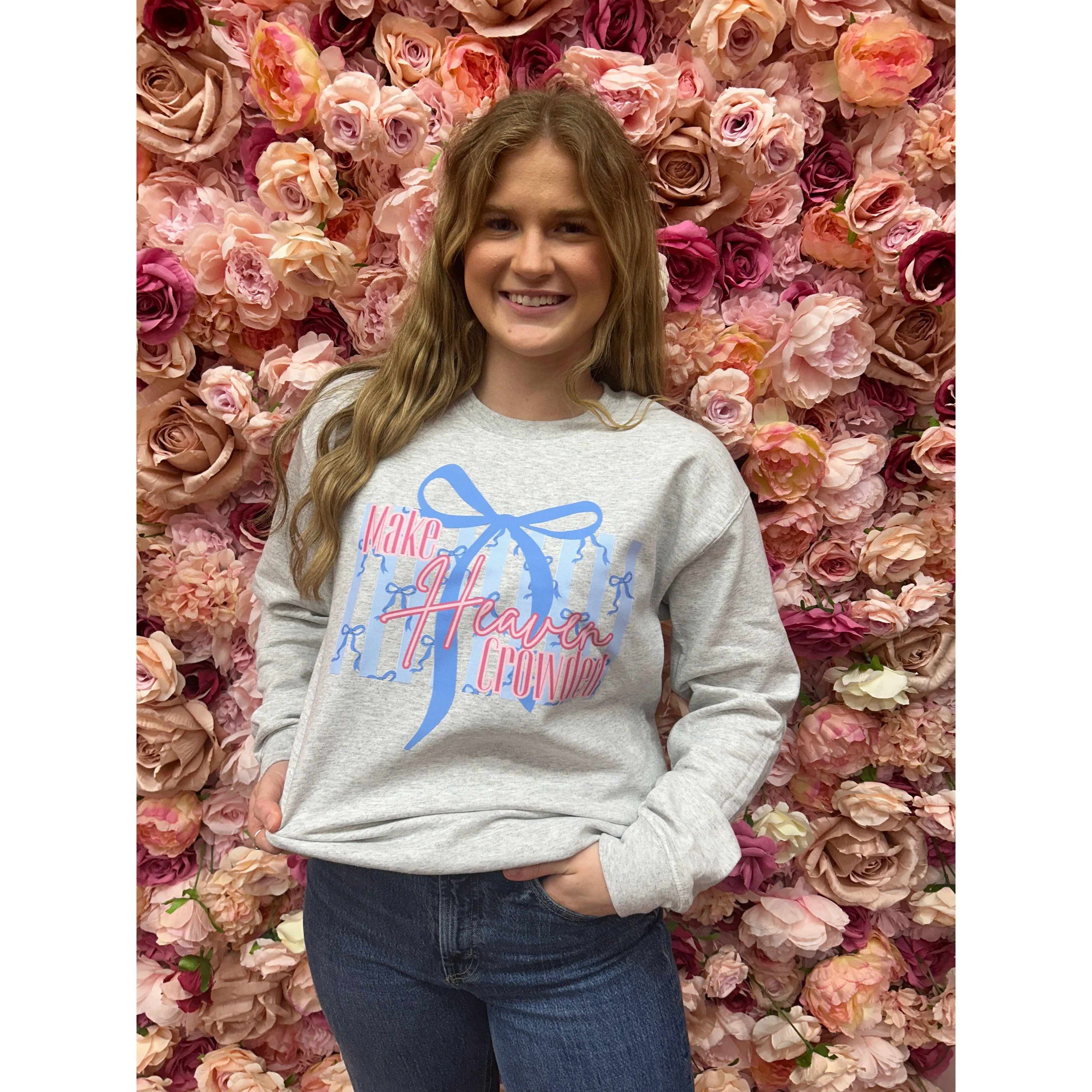 Make Heaven Crowded, Pink Bow, Cute Coquette Sweathshirt