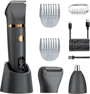 Shaver for Men, 3in1 Multifunction Body Hair Shaver with Titanium Blades No Nicks, IPX7 Waterproof Razor, LED Display, Wet, Dry