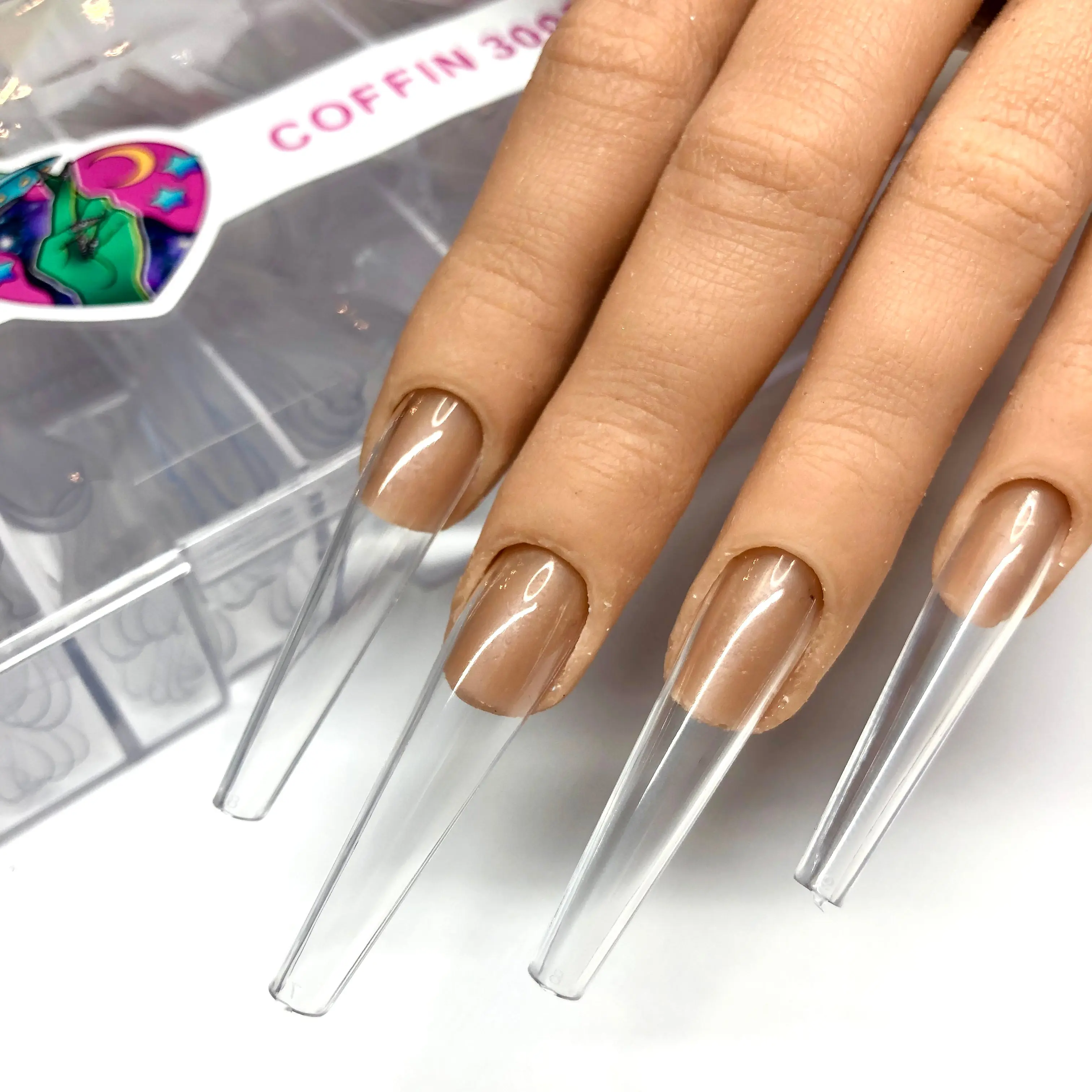 NAIL TIPS XXL COFFIN 300PCS (FULL COVER)