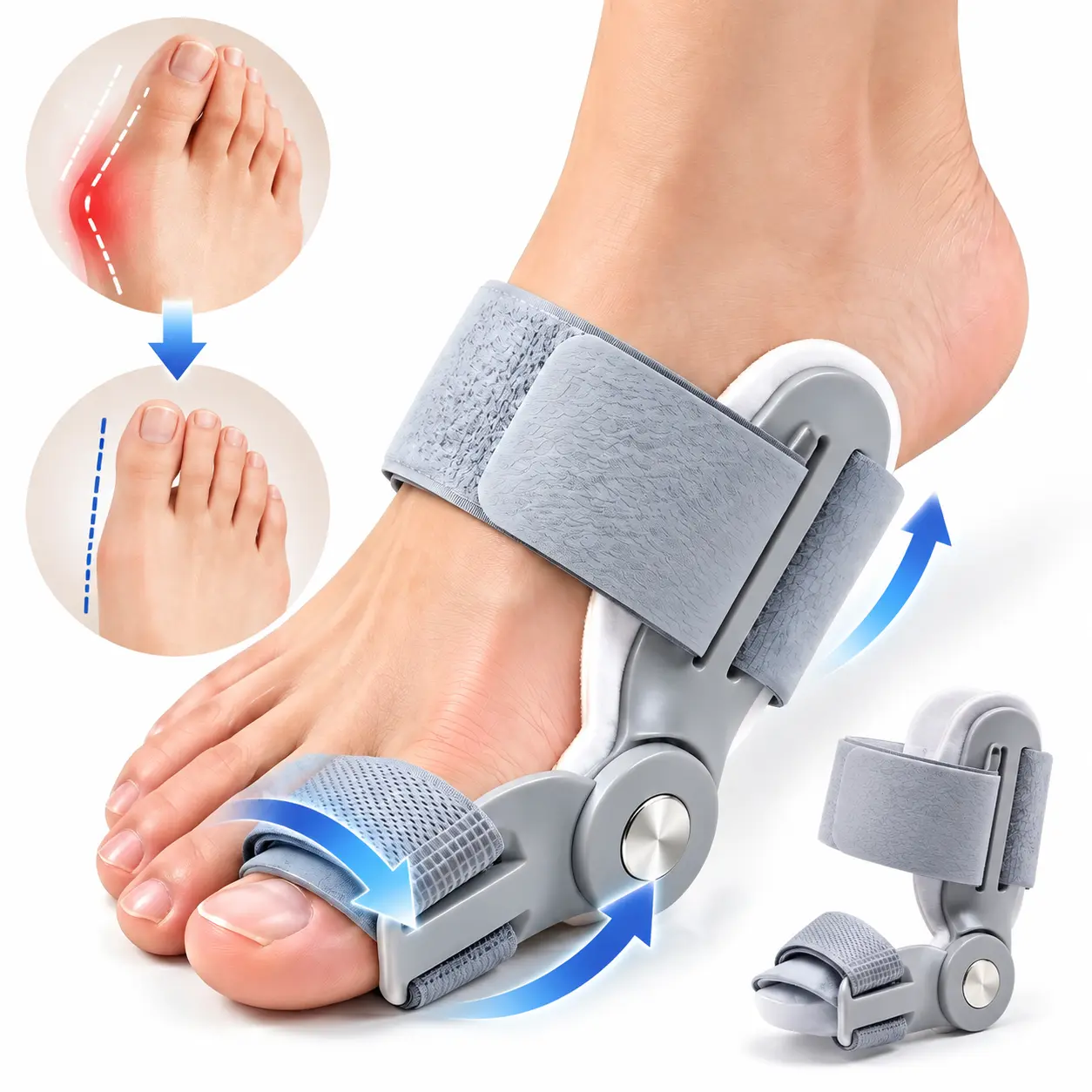 Adjustable Bunion Corrector Splint for Big Toe, Hallux Valgus Straightener with Auto-Angle Adjustment, Comfortable Foot Support Brace for Day & Night Use
